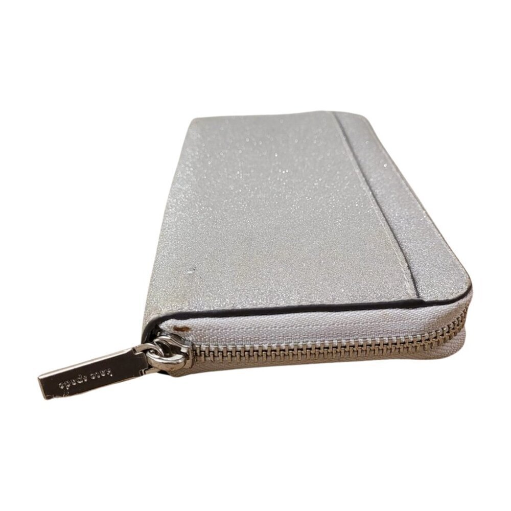 Kate Spade Lola Large Continental Silver Gray Glitter Wallet - Picture 7 of 10